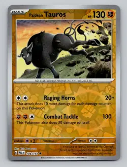 Reverse Holo Paldean Tauros 108/193 Uncommon SV02: Paldea Evolved Pokemon - Image 1
