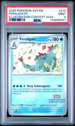 2025 POKEMON SVP ILLUSTRATION CONTEST 2024 PROMO #213 FERALIGATR PSA 9 - Image 1