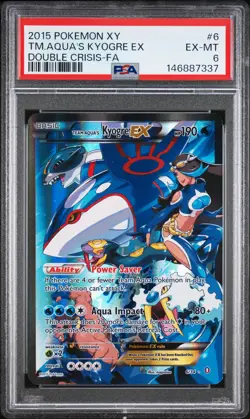 2015 POKEMON XY DOUBLE CRISIS #6 FULL ART/TEAM AQUA'S KYOGRE EX PSA 6 - Image 1