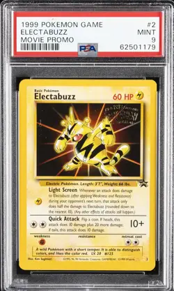 1999 POKEMON GAME MOVIE PROMO #2 ELECTABUZZ PSA 9 - Image 1