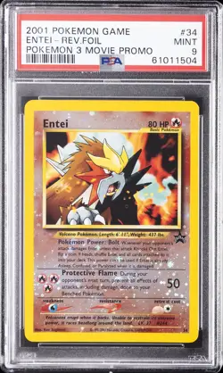 2001 POKEMON GAME MOVIE POKEMON 3 MOVIE PROMO #34 ENTEI-REVERSE FOIL PSA 9 - Image 1