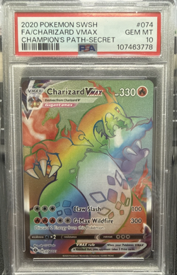 2020 POKEMON SWSH CHAMPION'S PATH SECRET #074 FULL ART /CHARIZARD VMAX PSA 10 - Image 1