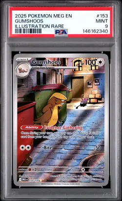 2025 POKEMON MEG EN-MEGA EVOLUTION ILLUSTRATION RARE #153 GUMSHOOS PSA 9 - Image 1