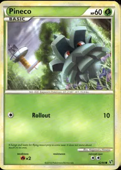 Pineco 62/90 Common HGSS Undaunted Pokemon - Image 1