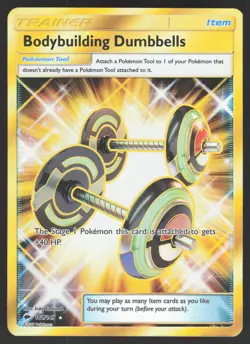 Bodybuilding Dumbbells 161/147 Secret Rare Pokemon TCG Burning Sha - Image 1