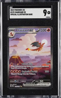 2023 POKEMON MEW EN-151 SPECIAL ILLUSTRATION RARE #199 CHARIZARD EX SGC 9 - Image 1