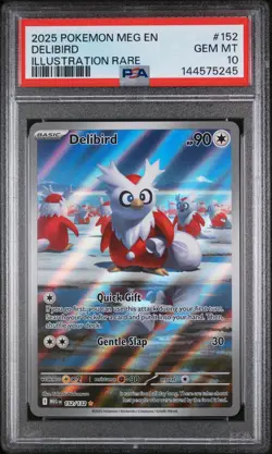 2025 POKEMON MEG EN-MEGA EVOLUTION ILLUSTRATION RARE #152 DELIBIRD PSA 10 - Image 1