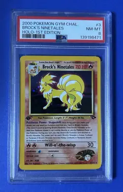 2000 Pokemon Gym Chal. Brock’s Ninetales Holo 1st Edition #3 PSA 8 NM-MT - Image 1