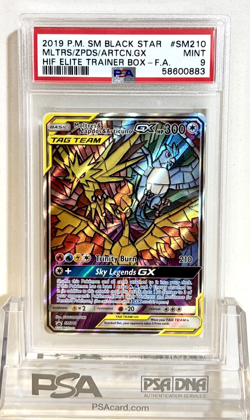 NEW Pokemon TCG Hidden Fates EBT Promo Moltres Zapdos & Articuno GX SM210 PSA 9 - Image 1
