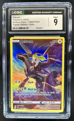 2022 Pokemon SWSH Brilliant Stars Zekrom Trainer Gallery Holo #TG05/TG30 CGC 9 - Image 1