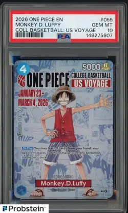 2026 One Piece EN College Basketball US Voyage #055 Monkey D Luffy PSA 10 - Image 1