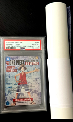 PSA 10 Luffy P-055 2026 US Voyage One Piece College + Official Poster (In Hand) - Image 1