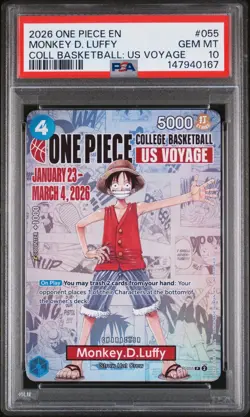 PSA 10 Luffy P-055 2026 US Voyage One Piece College + Official Poster (In Hand) - Image 2