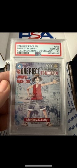 PSA 10 Luffy P-055 2026 US Voyage One Piece College + Official Poster (In Hand) - Image 3