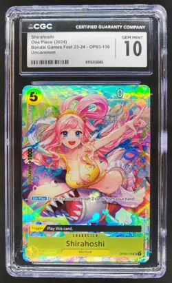 2024 ONE PIECE SHIRAHOSHI BANDAI GAMES FEST OP03-116 CGC 10 RC7 - Image 1