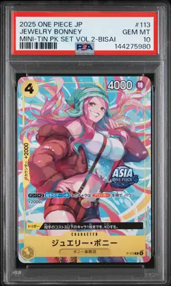 2025 ONE PIECE JPN MINI-TIN PACK SET VOL.2 BISAI #113 JEWELRY BONNEY PSA 10 - Image 1