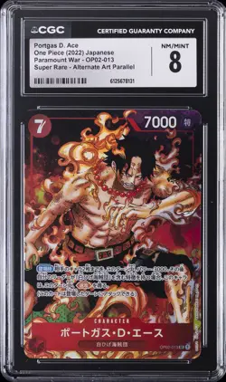 2022 ONE PIECE PARAMOUNT WAR JPN #OP02-013 PORTGAS D. ACE CGC 8 - Image 1