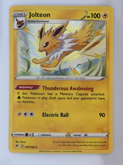 Jolteon (Cosmos Holo) 047/185 NM SWSH04: Vivid Voltage Rare Pokemon Card - Image 1