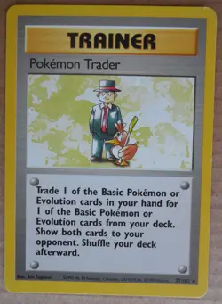 Pokemon Trader 77/102 Rare Non-Holo Base Set Pokemon Trainer Card LP - Image 1