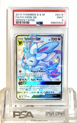 2019 POKEMON TCG GRADED CARD HIDDEN FATES SV76 FULL ART SYLVEON GX PSA 9 - MINT - Image 1
