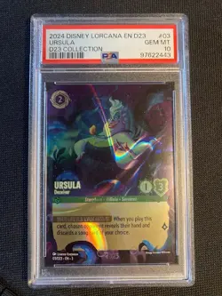 2024 DISNEY LORCANA CARD EN 3 D23 PROMO ENCHANTED URSULA DECEIVER #03 PSA 10 !!! - Image 1