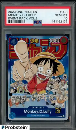 2023 Pokemon Promo Cards P-033 Monkey D. Luffy Event Pack Vol.2 PSA 10 GEM MINT - Image 1