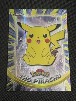 2000 Topps Chrome Pokemon Pikachu #25 SPECTRA HOLO Card - Image 1