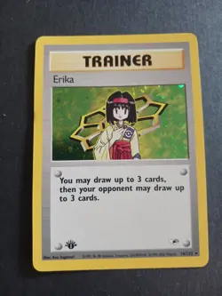 Pokemon TCG Erika Trainer Card 16/132 Holo Rare Gym Heroes 1st Edition Near Mint - Image 1