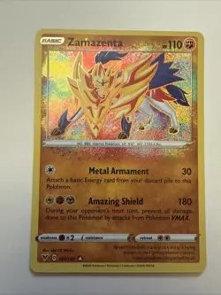 Pokemon TCG Zamazenta Vivid Voltage Holo Card 102/185 Amazing Rare - Image 1