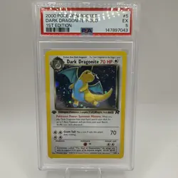 2000 Dark Dragonite Holo Rare 1st Edition 5/82 PSA 5 Pokemon Card TCG - Image 1