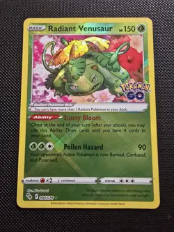Pokemon TCG Radiant Venusaur Holo Card Pokemon Go 004/078 - Image 1