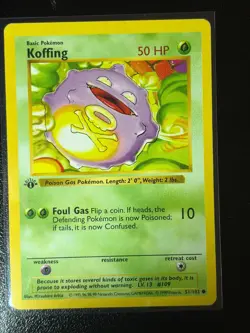 Pokemon Card - Koffing 1st Edition Base Set Shadowless 51/102 - Image 1