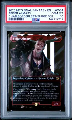 2025 MTG FINAL FANTASY CHARACTER BORDERLESS-SURGE FOIL SEIFER ALMASY PSA 10 - Image 1