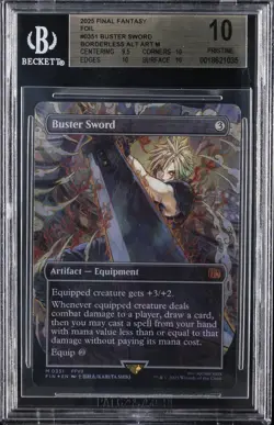2025 MTG: FINAL FANTASY BORDERLESS ALT ART FOIL #0351 BUSTED SWORD BGS 10 - Image 1