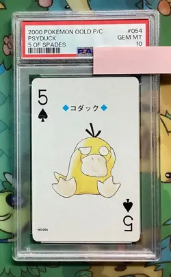Psyduck PSA 10 | 1998 Pokemon Playing Card | Blue Poker #054 | Gold Back | YA24 - Image 1