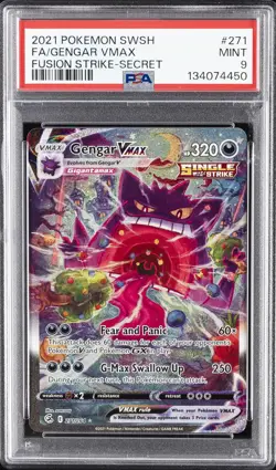2021 POKEMON SWORD & SHIELD FUSION STRIKE SECRET #271 FULL ART/GENGAR VMAX PSA 9 - Image 1