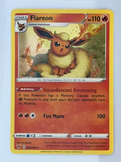 Pokemon TCG Flareon 26/185 Cosmos Holo Promo SWSH: Vivid Voltage NM - Image 1