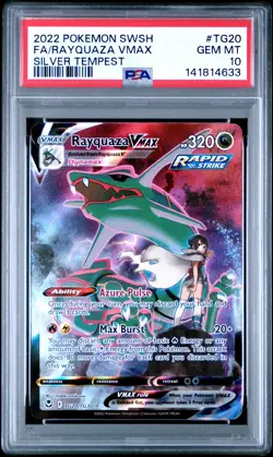 2022 POKEMON SWORD & SHIELD SILVER TEMPEST #TG20 FULL ART/RAYQUAZA VMAX PSA 10 - Image 1