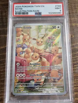 Pokemon TCG Eevee Illustration Rare Twilight Masquerade #188 PSA 9 - Image 1