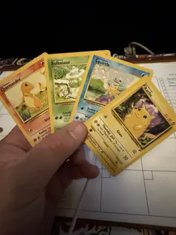 GEN 1 Starter Pokemon Pikachu Charmander Squirtle Bulbasaur Base Set 2-LP to NM - Image 1