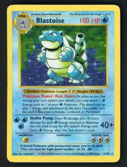 1999 Pokemon Game Shadowless #2/102 Blastoise Holo - Image 1