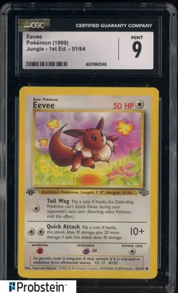 1999 Pokemon Jungle 1st Edition #51 Eevee CGC 9 MINT - Image 1
