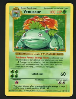 1999 Pokemon Game Shadowless #15/102 Venusaur Holo - Image 1