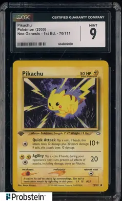 2000 Pokemon Neo Genesis 1st Edition #70 Pikachu CGC 9 MINT - Image 1