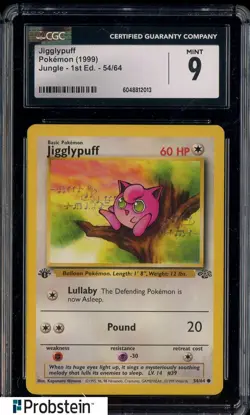 1999 Pokemon Jungle 1st Edition #54 Jigglypuff CGC 9 MINT - Image 1