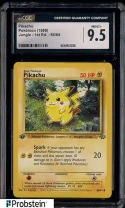 1999 Pokemon Jungle 1st Edition #60 Pikachu CGC 9.5 MINT+ - Image 1
