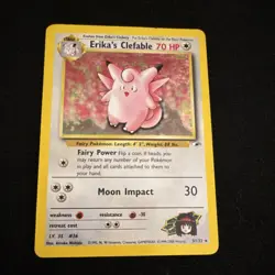 Pokemon Erika's Clefable Gym Heroes 3/132 Holo Rare 70 HP Stage 1 English 2000 - Image 1