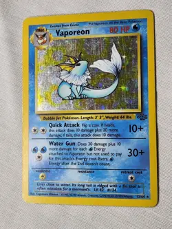 Played (MP) Vaporeon -Holo #12 Jungle Pokemon TCG - Image 3