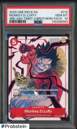 2025 One Piece En 3rd Annv. Tournament 3 Brothers Pack Monkey D. Luffy PSA 10 - Image 1