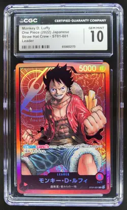 2022 ONE PIECE JAPANESE MONKEY D. LUFFY LEADER ST01-001 CGC 10 RC7 - Image 1